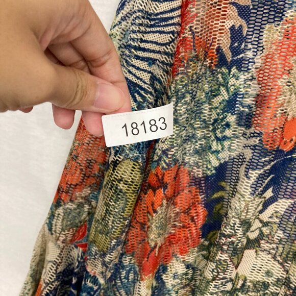 Dor Dor Couture Colorful Floral Artsy Flare Sleeve Open Knit Whimsical Tunic 2X - Picture 11 of 11